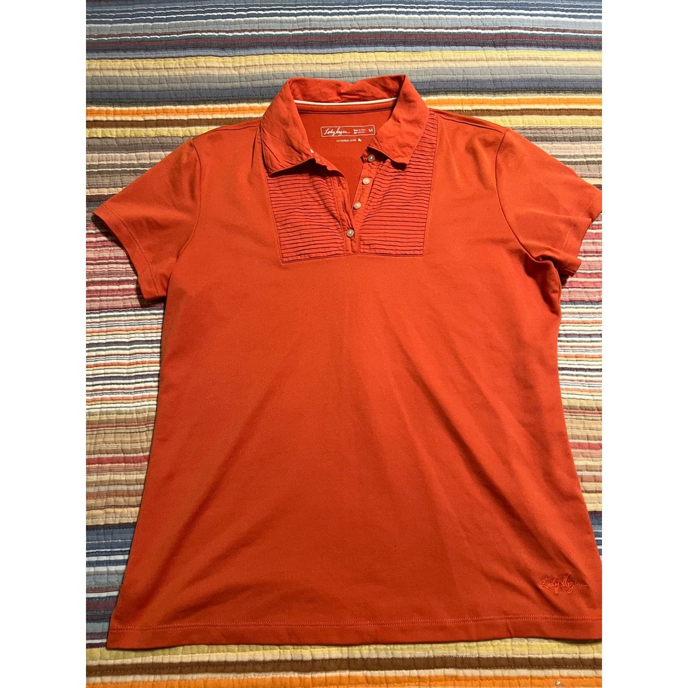 Lady Hagen Womens Medium Polo Shirt Orange Short Sleeve‎ Hydro-Dri Golf